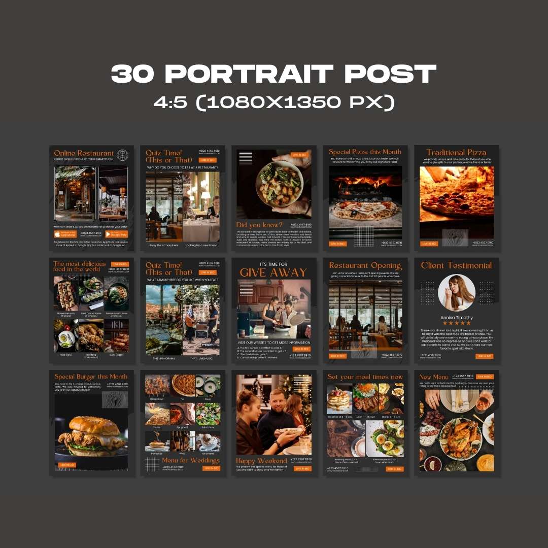 120 Black Restaurant Instagram Post – Social Media Canva Template