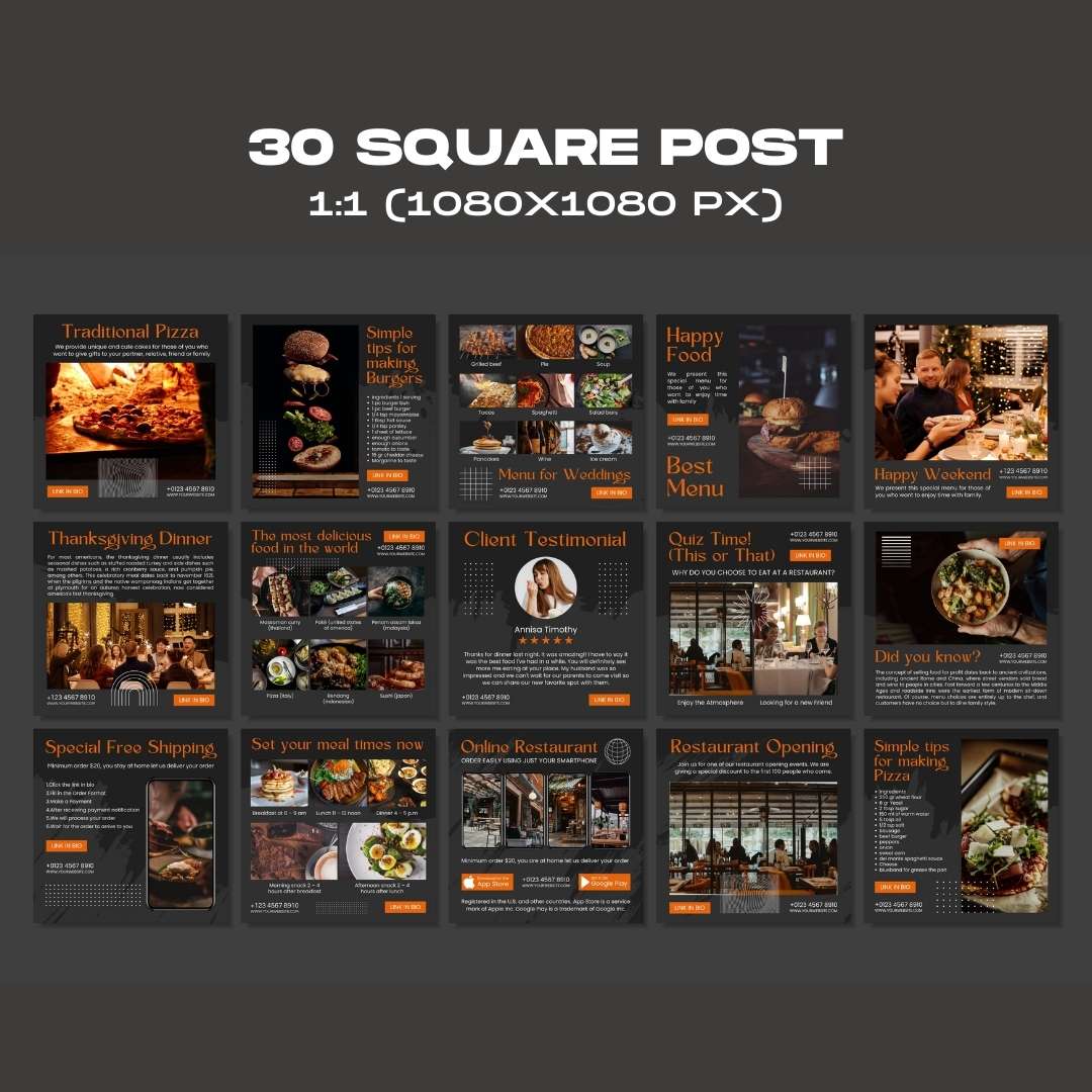 120 Black Restaurant Instagram Post – Social Media Canva Template