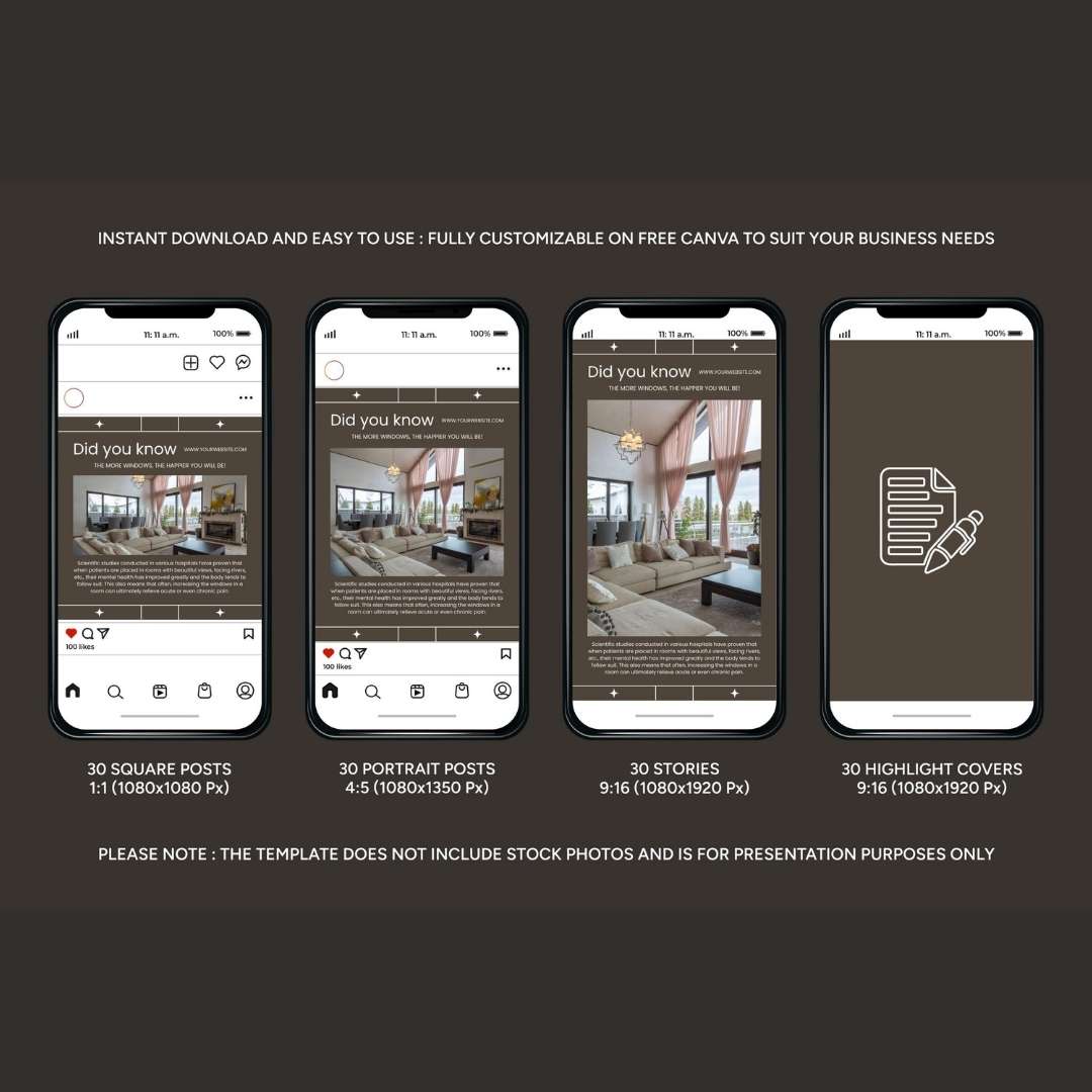 120 Interior Dark Brown Instagram Post - Social Media Canva Template