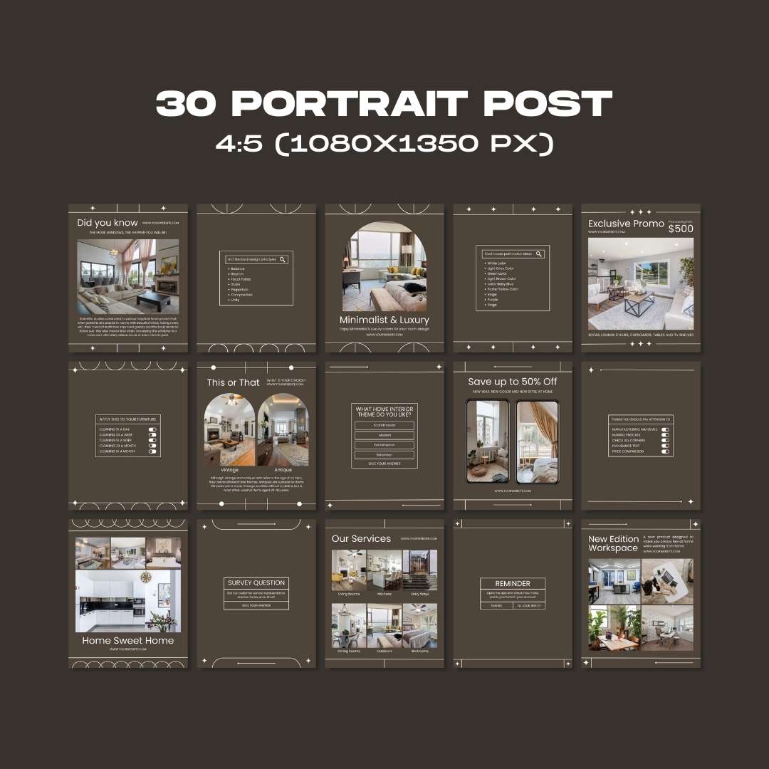 120 Interior Dark Brown Instagram Post - Social Media Canva Template