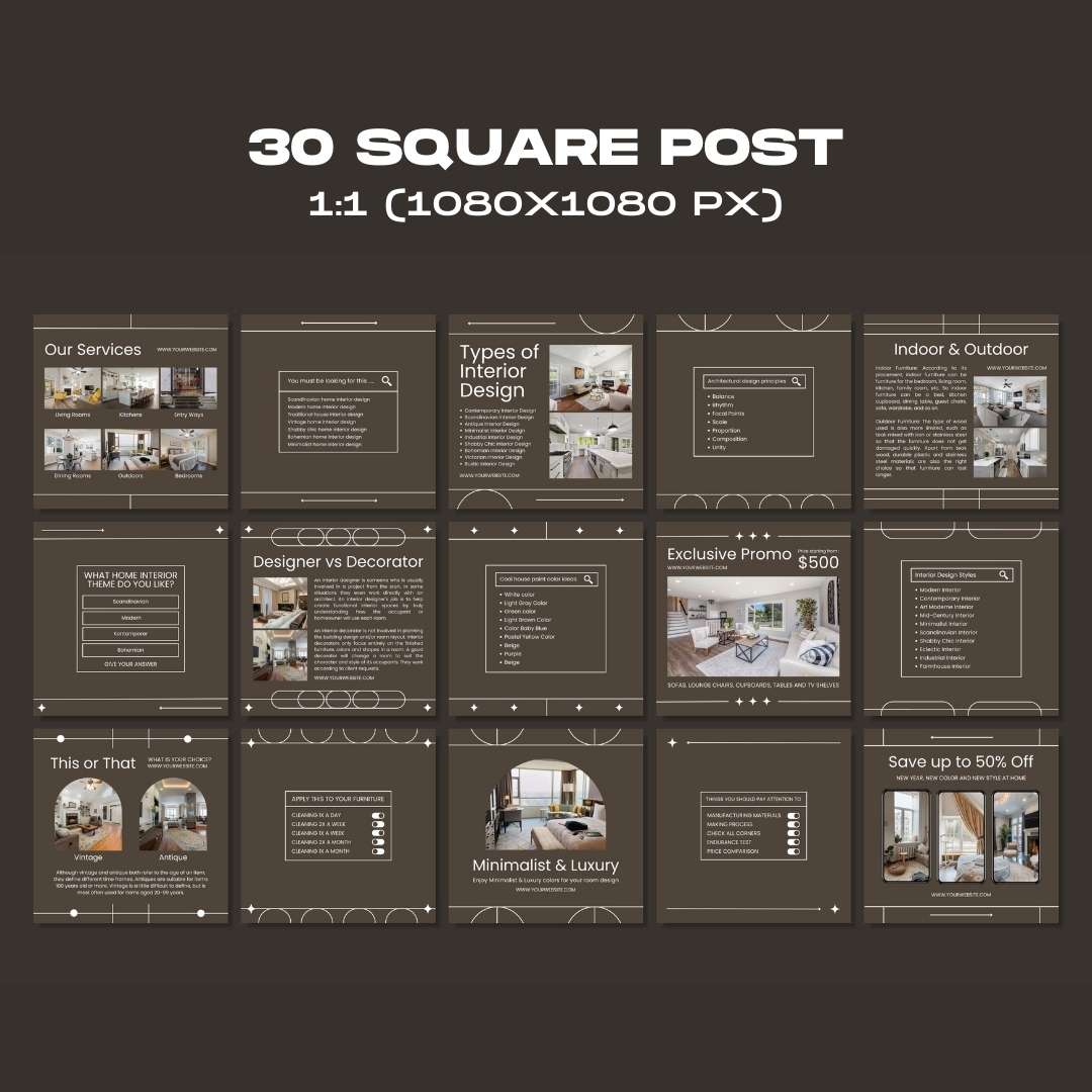 120 Interior Dark Brown Instagram Post - Social Media Canva Template