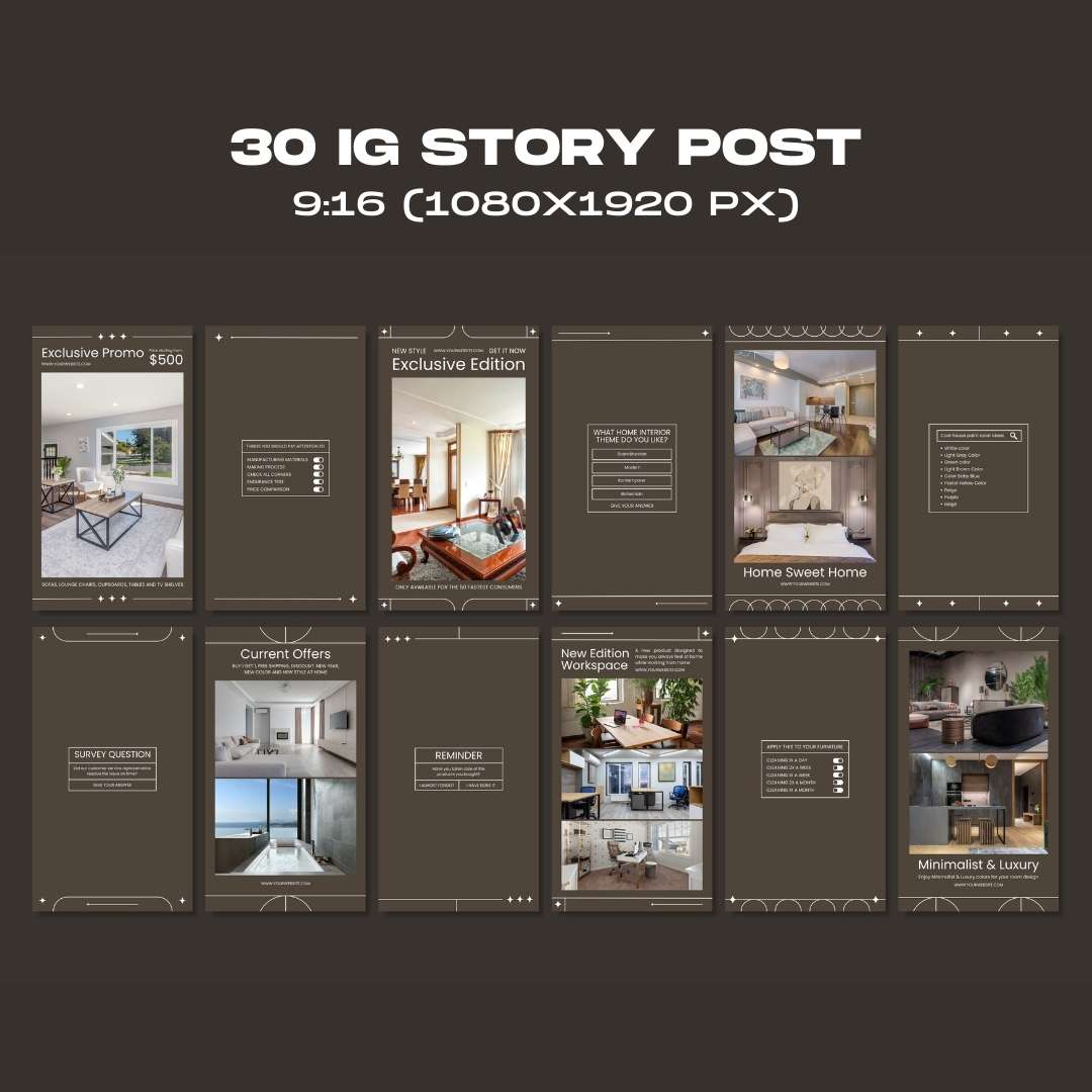 120 Interior Dark Brown Instagram Post - Social Media Canva Template