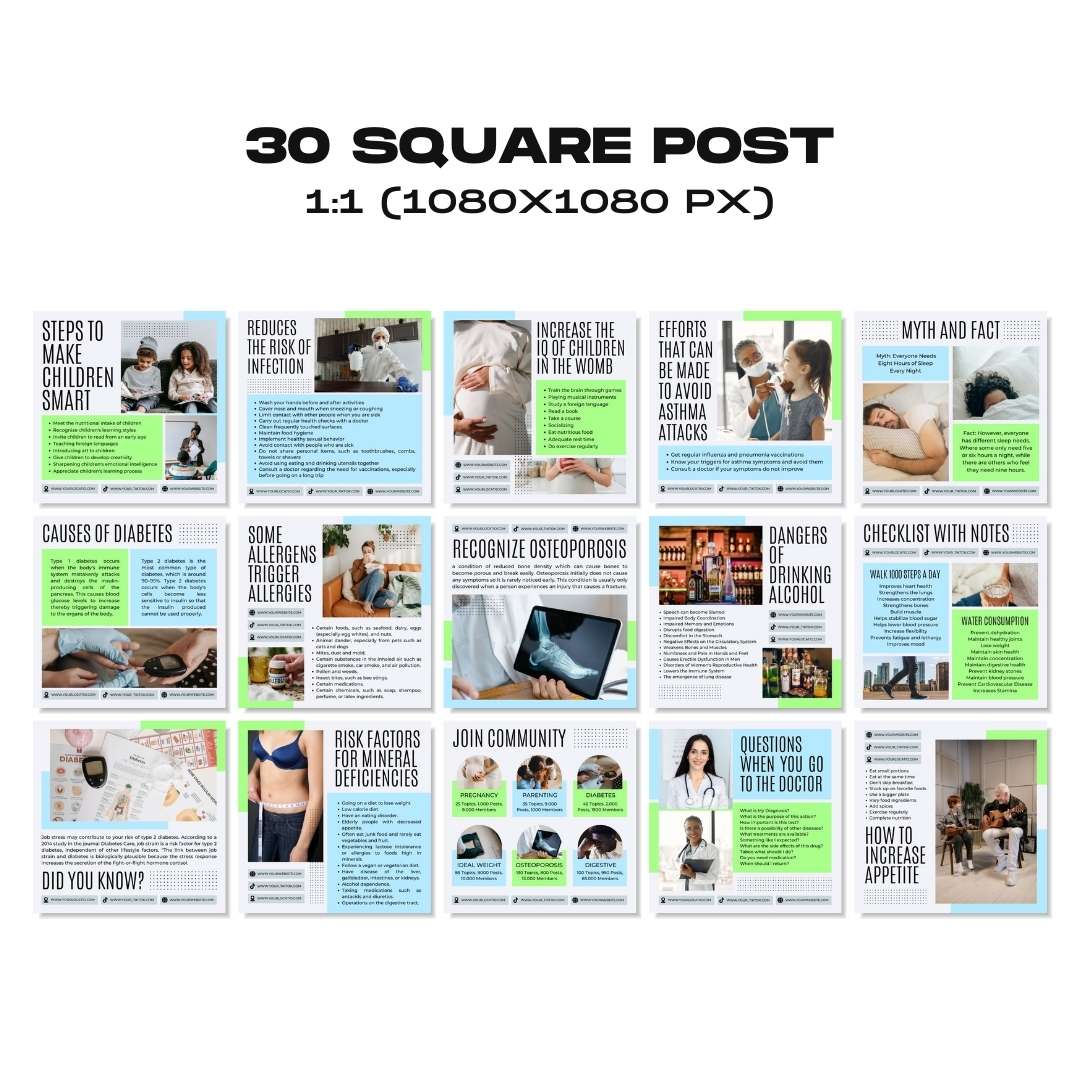 120 Medical Business Instagram Template – Social Media Canva Template