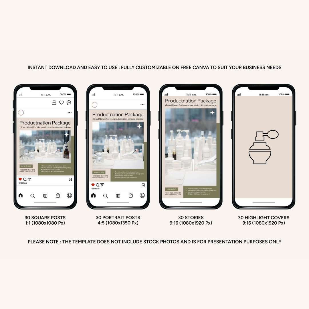120 Skincare Beige Instagram Post – Social Media Canva Template