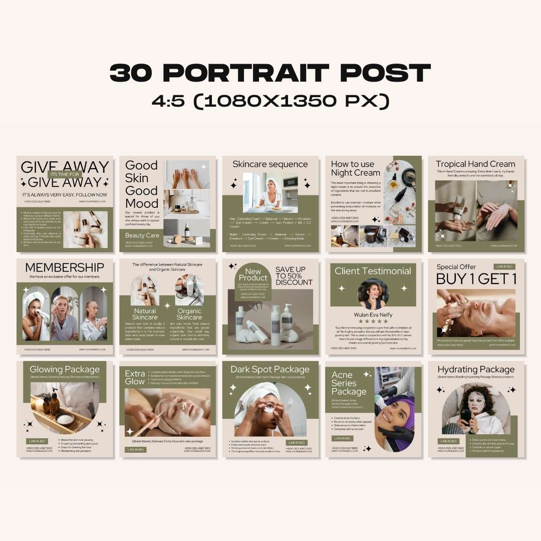120 Skincare Beige Instagram Post – Social Media Canva Template