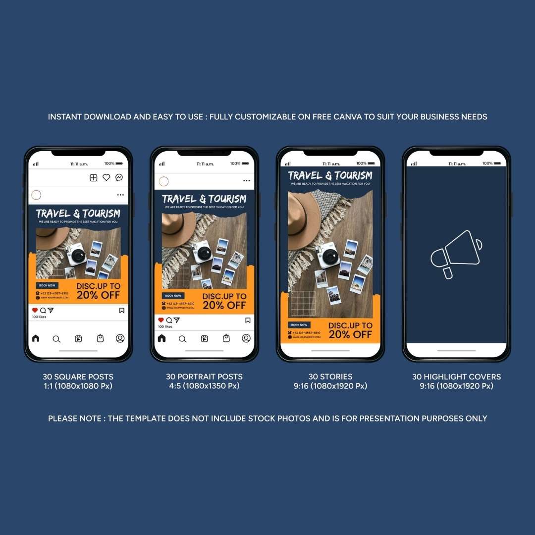 120 Travel & Tourism Instagram Post – Social Media Canva Template