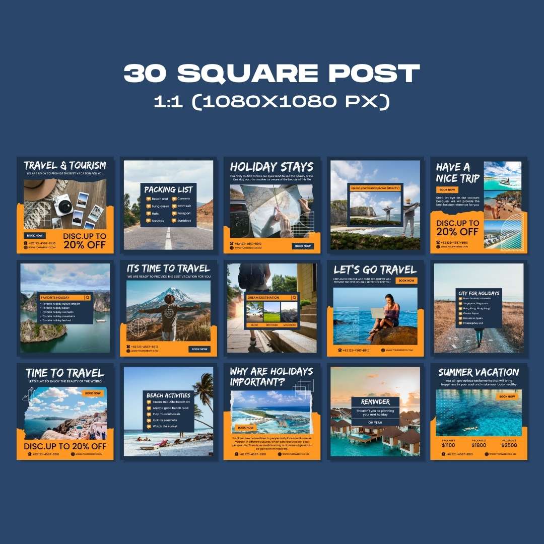 120 Travel & Tourism Instagram Post – Social Media Canva Template