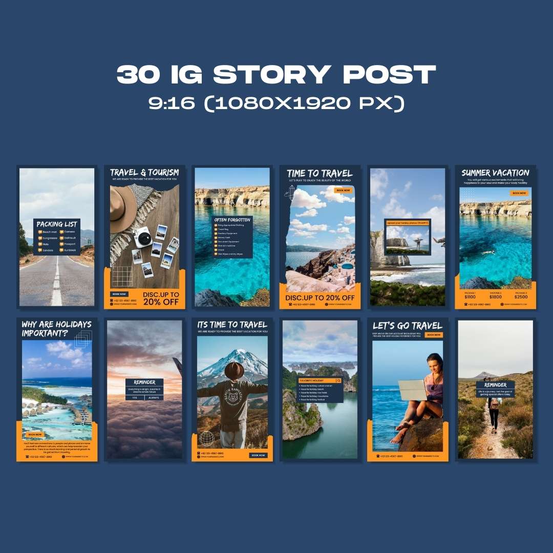 120 Travel & Tourism Instagram Post – Social Media Canva Template