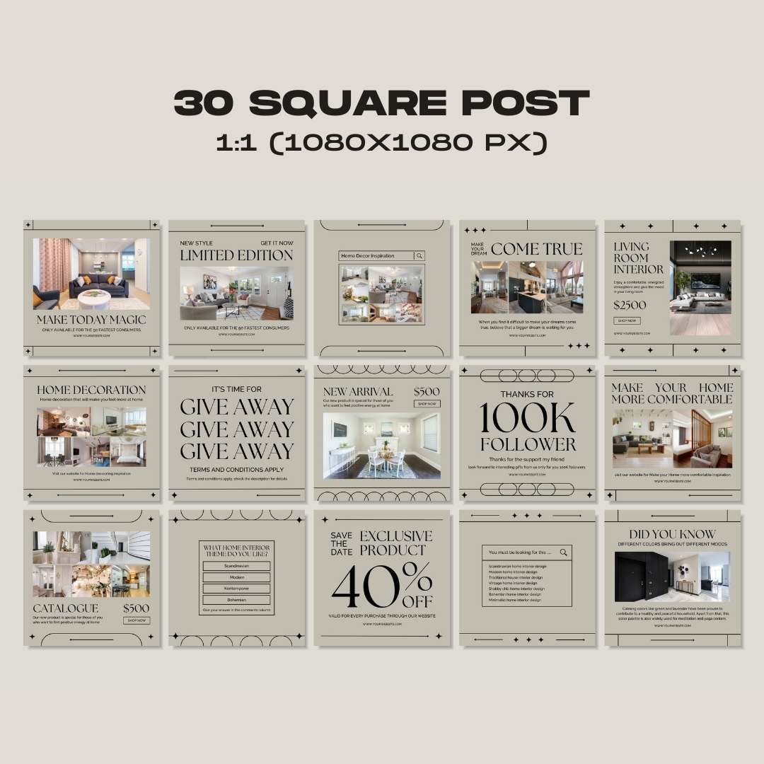 120 Interior Grey Instagram Post - Social Media Canva Template