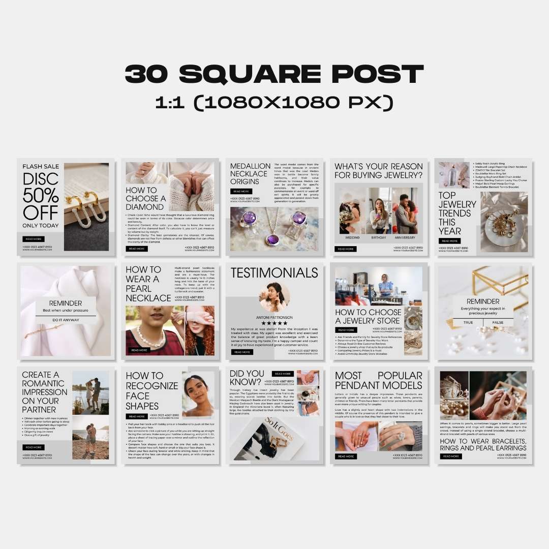 120 Jewelry Soft Grey Instagram Post - Social Media Canva Template