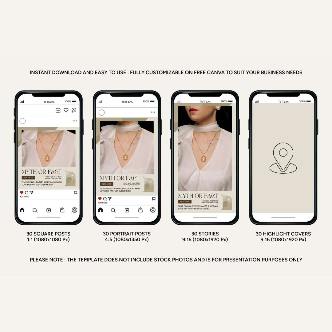 120 Jewelry Business Instagram Post - Social Media Canva Template