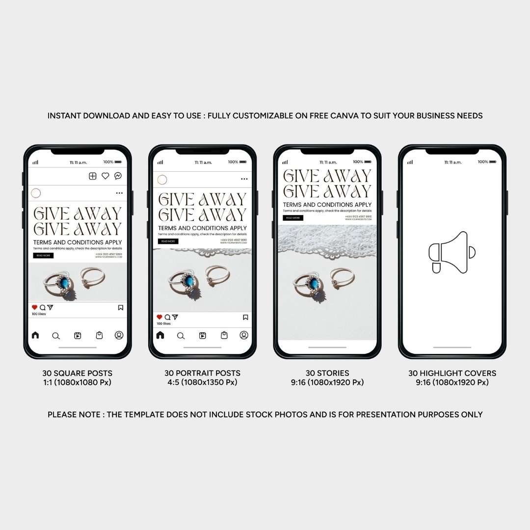 Luxury jewelry Canva templates pack – Instagram posts for jewelry business marketing