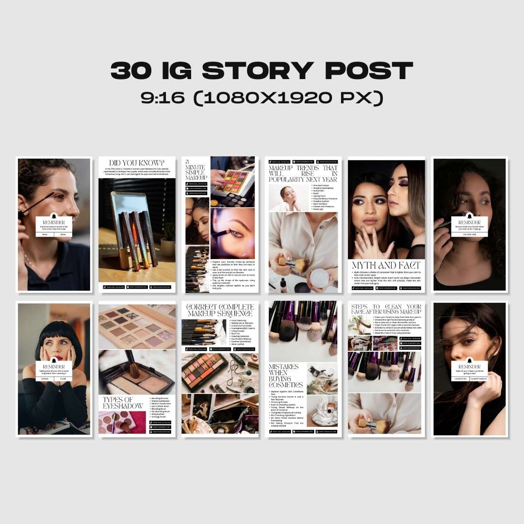 120 White Make Up Instagram Template – Editable Social Media Canva Pack