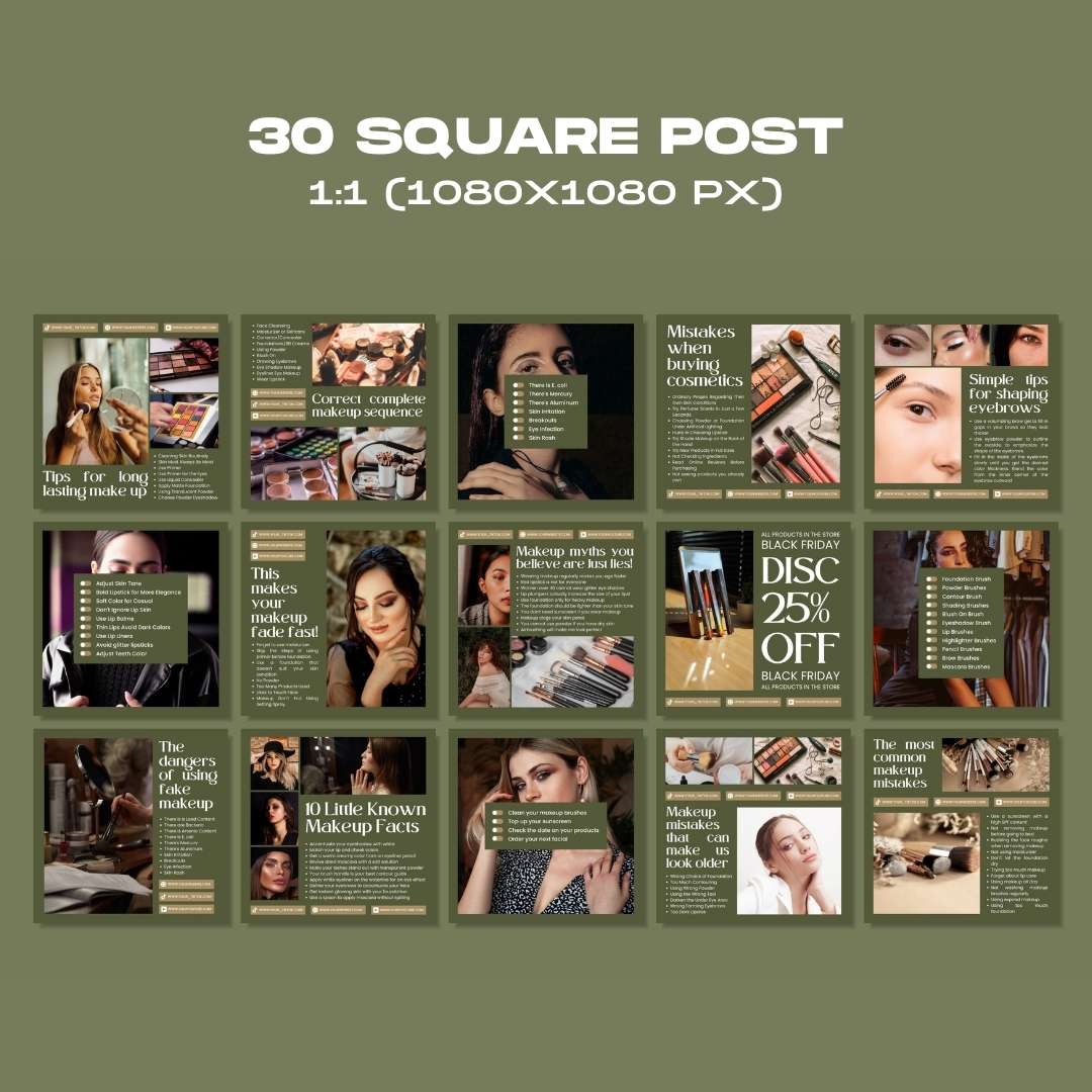 120 Green Make Up Instagram Post – Social Media Canva Template