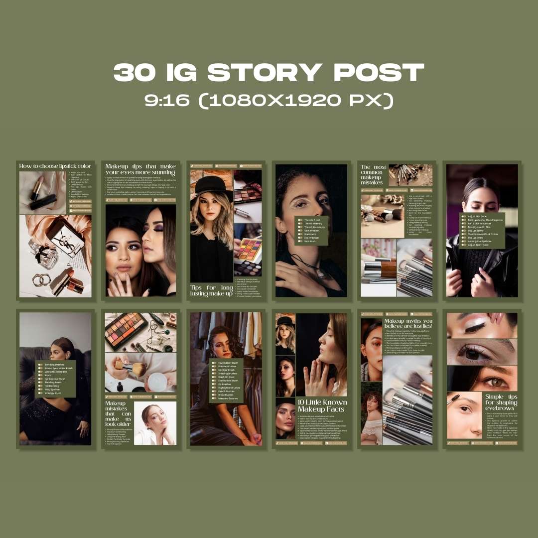 120 Green Make Up Instagram Post – Social Media Canva Template