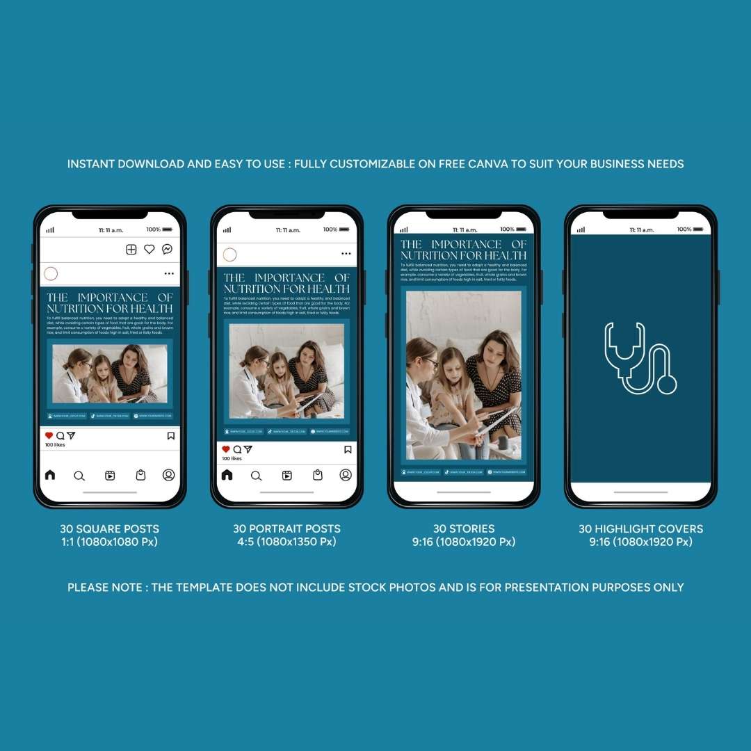 120 Blue Medical Instagram Template – Social Media Canva Template