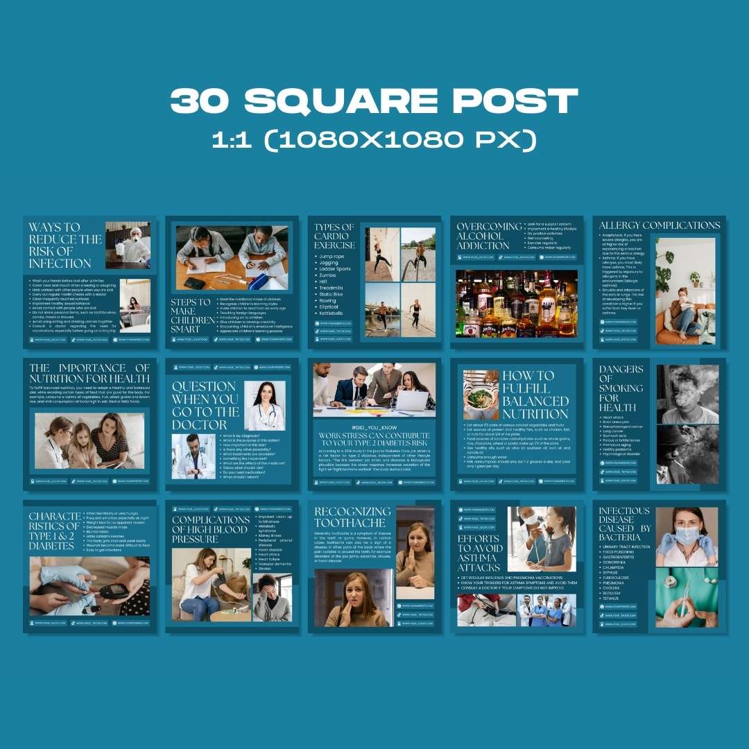 120 Blue Medical Instagram Template – Social Media Canva Template