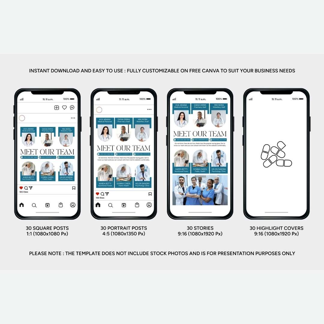 120 White Blue Medical Instagram Post – Social Media Canva Template