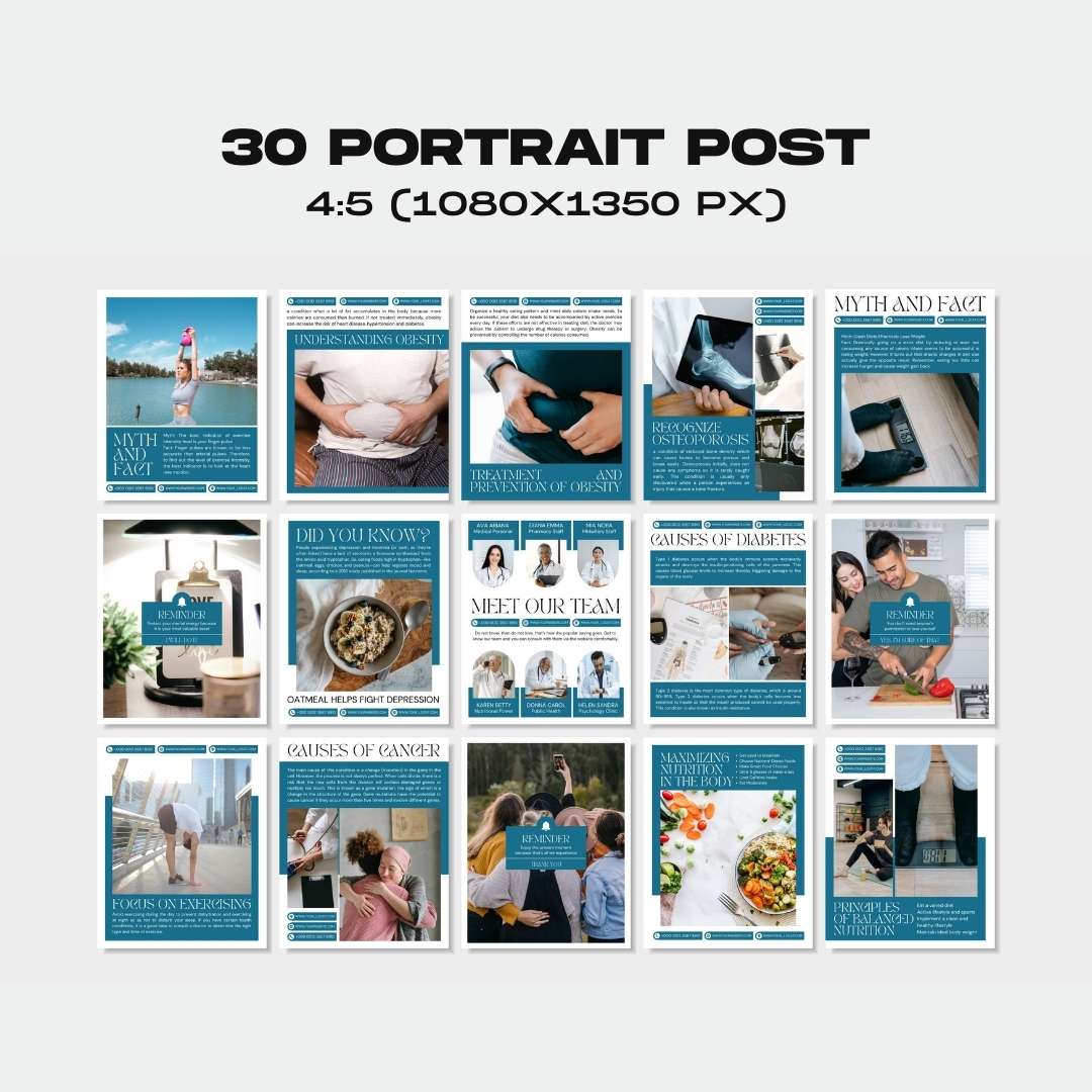 120 White Blue Medical Instagram Post – Social Media Canva Template