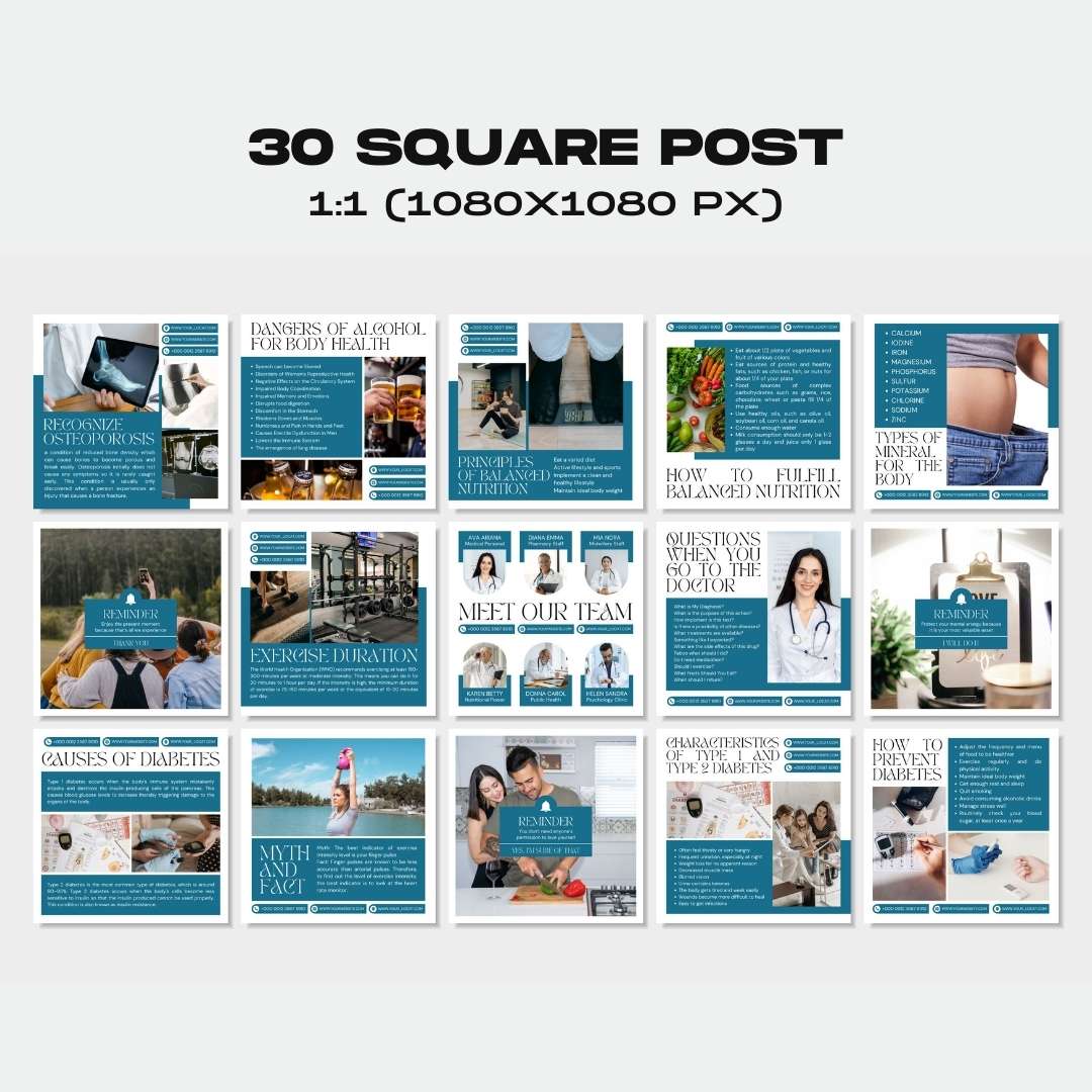 120 White Blue Medical Instagram Post – Social Media Canva Template