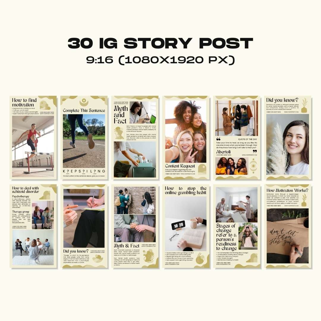 120 Mental Health Business Instagram Post – Social Media Canva Template
