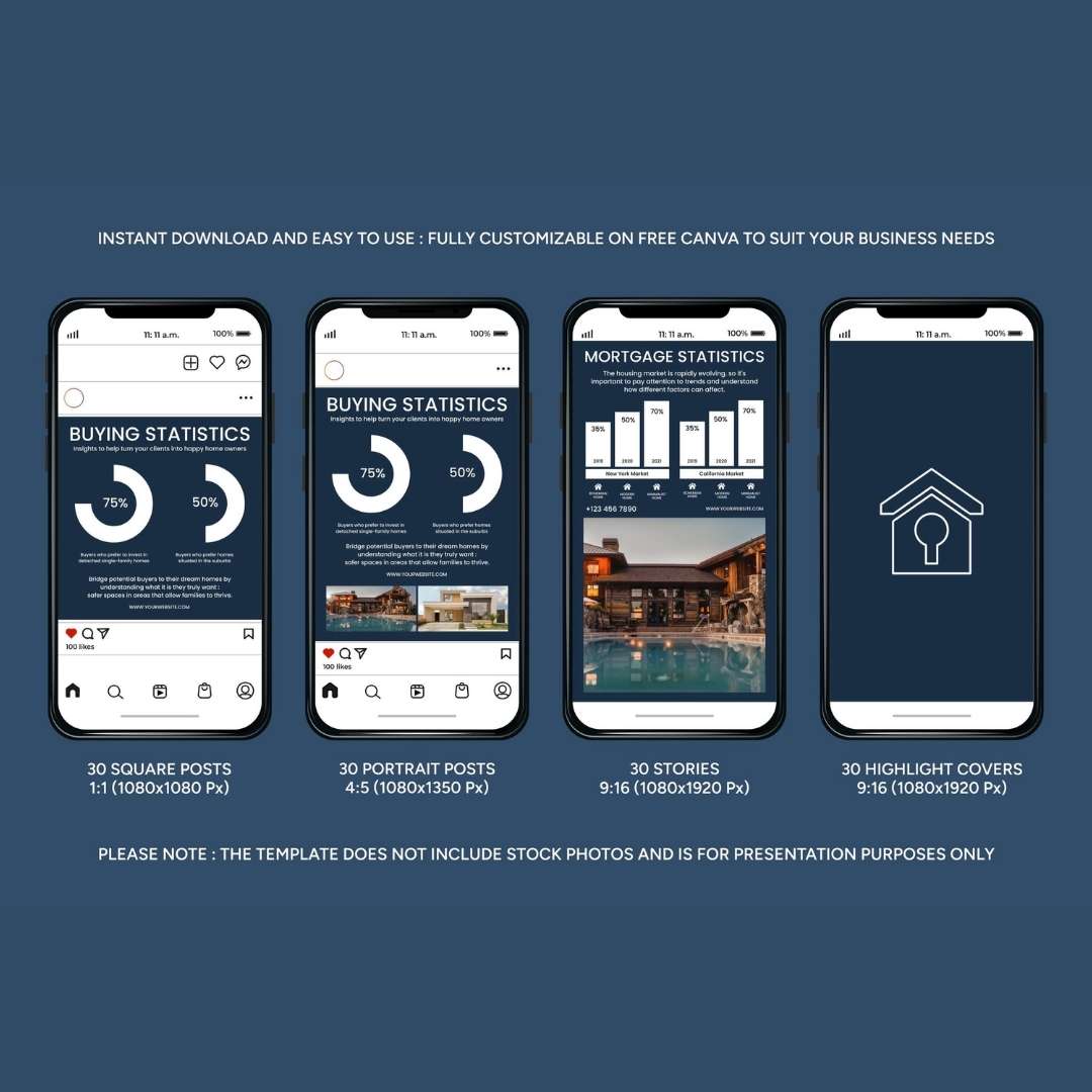 120 Blue Real Estate Instagram Post – Social Media Canva Template