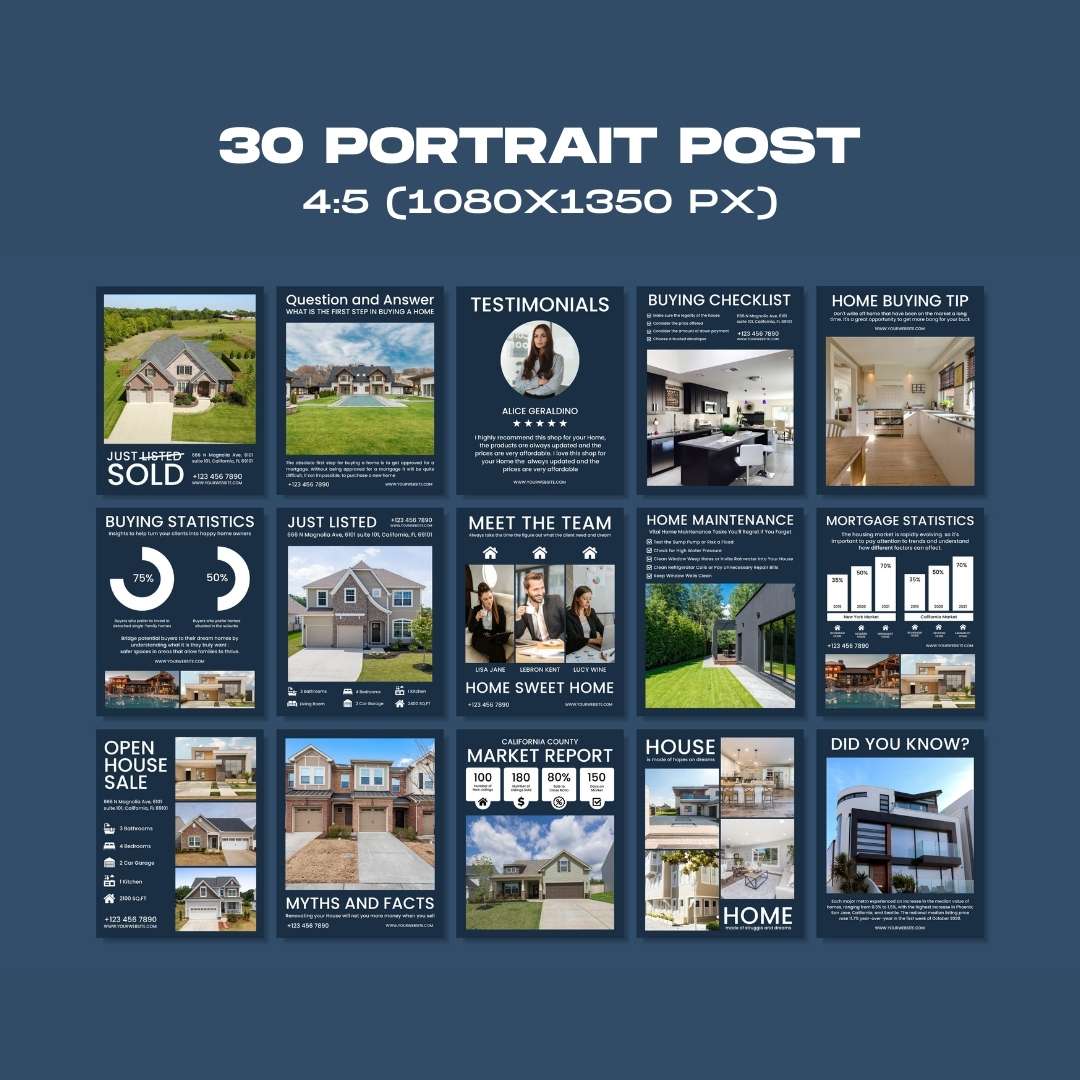 120 Blue Real Estate Instagram Post – Social Media Canva Template