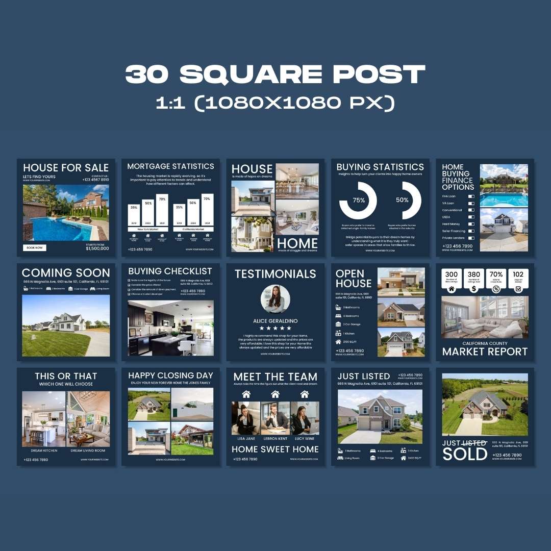 120 Blue Real Estate Instagram Post – Social Media Canva Template
