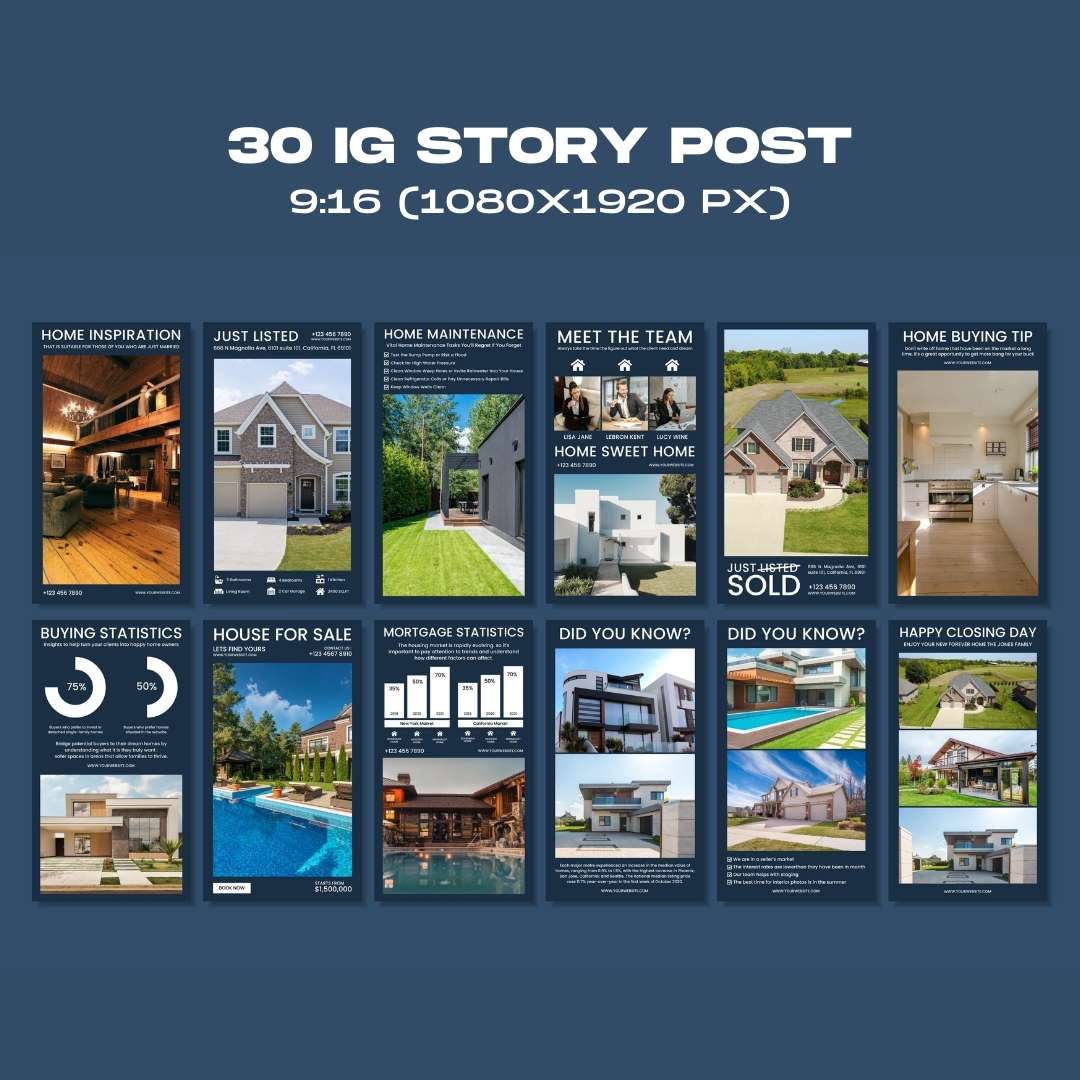 120 Blue Real Estate Instagram Post – Social Media Canva Template