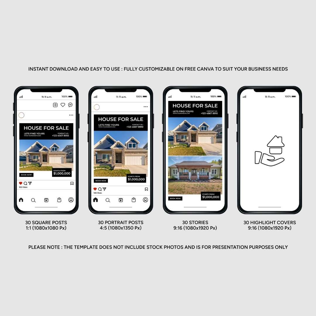 120 Real Estate White Instagram Post – Social Media Canva Template