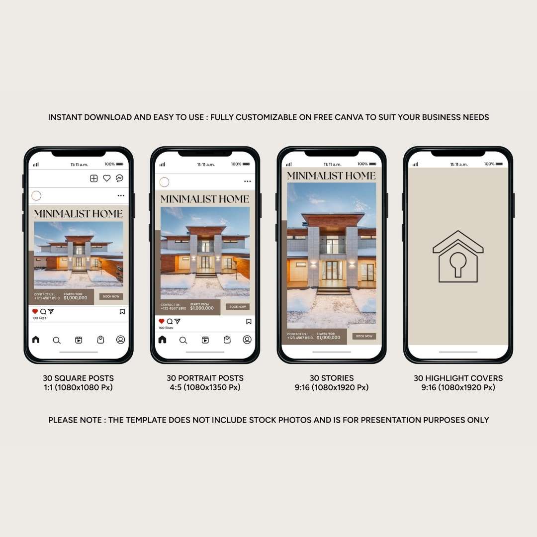 120 Beige Real Estate Instagram Post – Social Media Canva Template