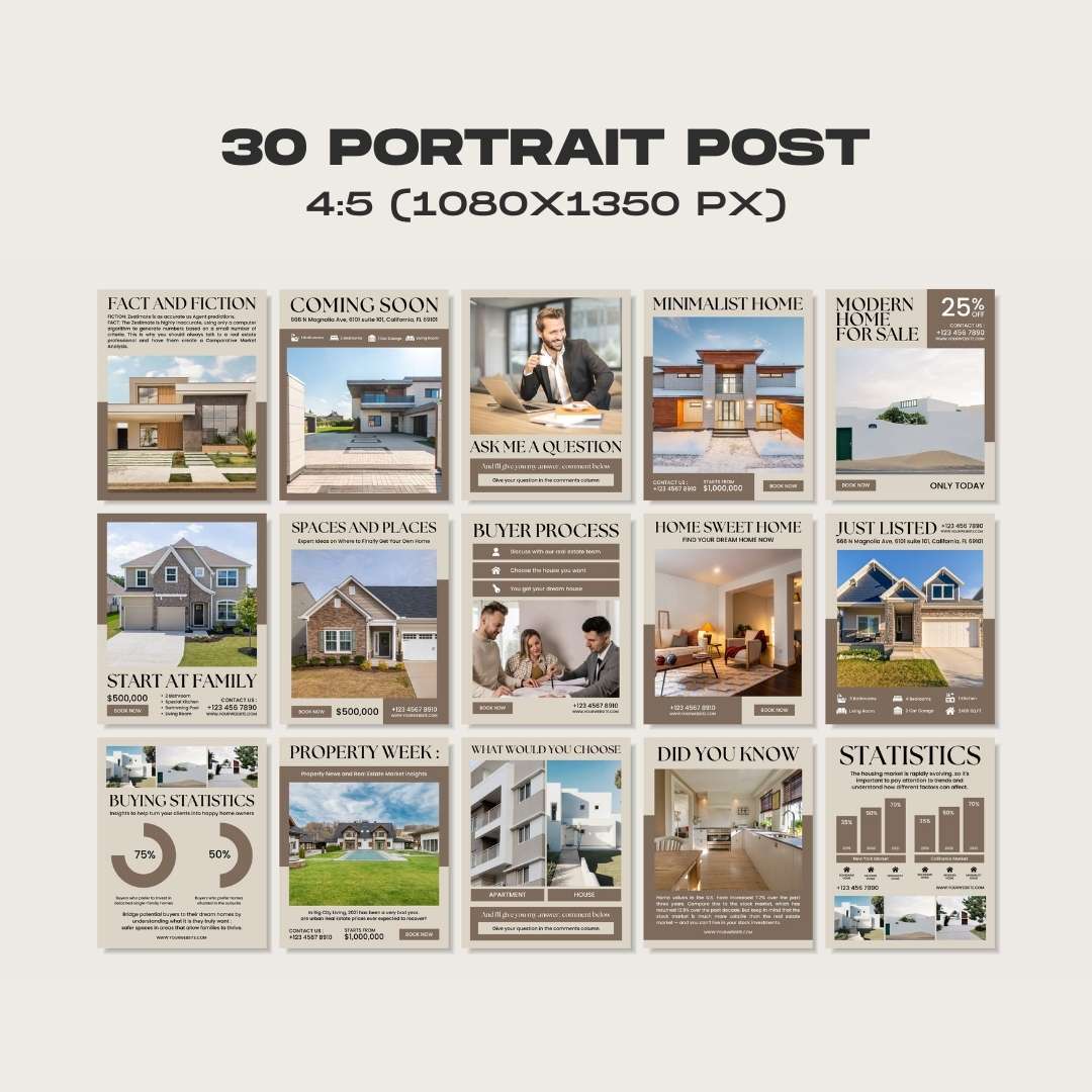 120 Beige Real Estate Instagram Post – Social Media Canva Template