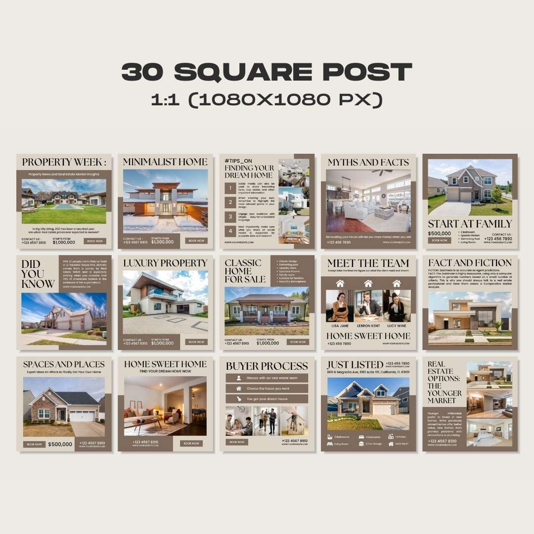 120 Beige Real Estate Instagram Post – Social Media Canva Template