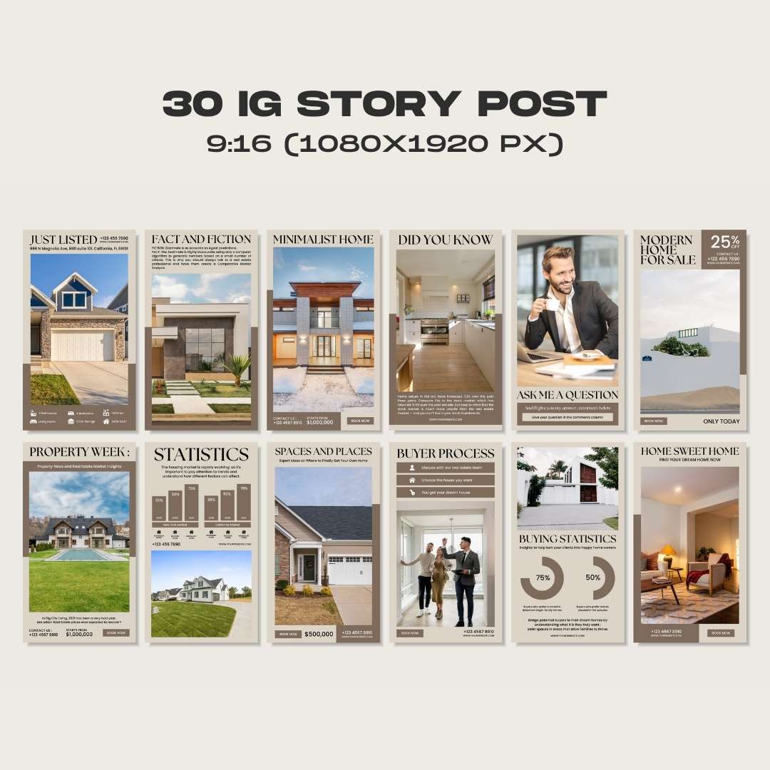 120 Beige Real Estate Instagram Post – Social Media Canva Template