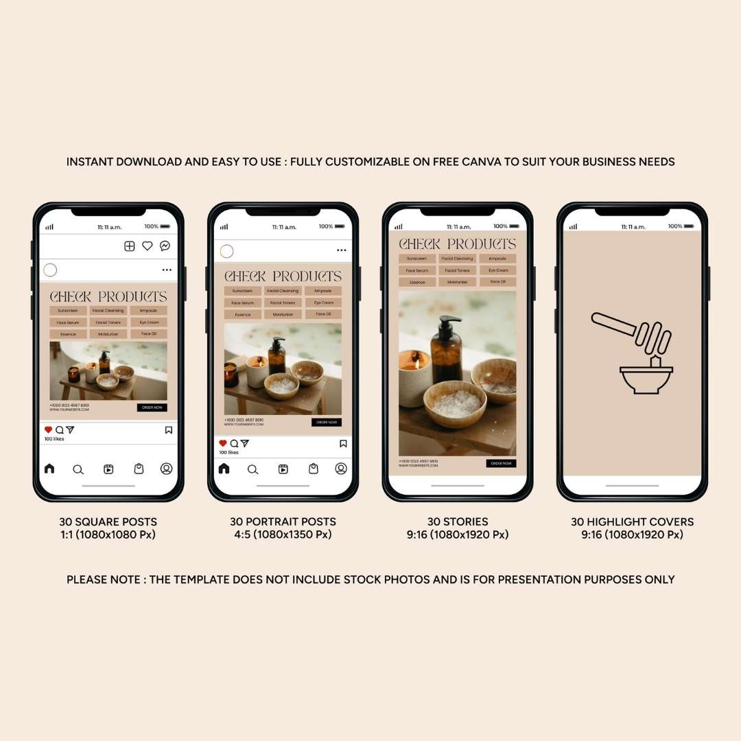 120 Skincare Brown Instagram Post – Social Media Canva Template