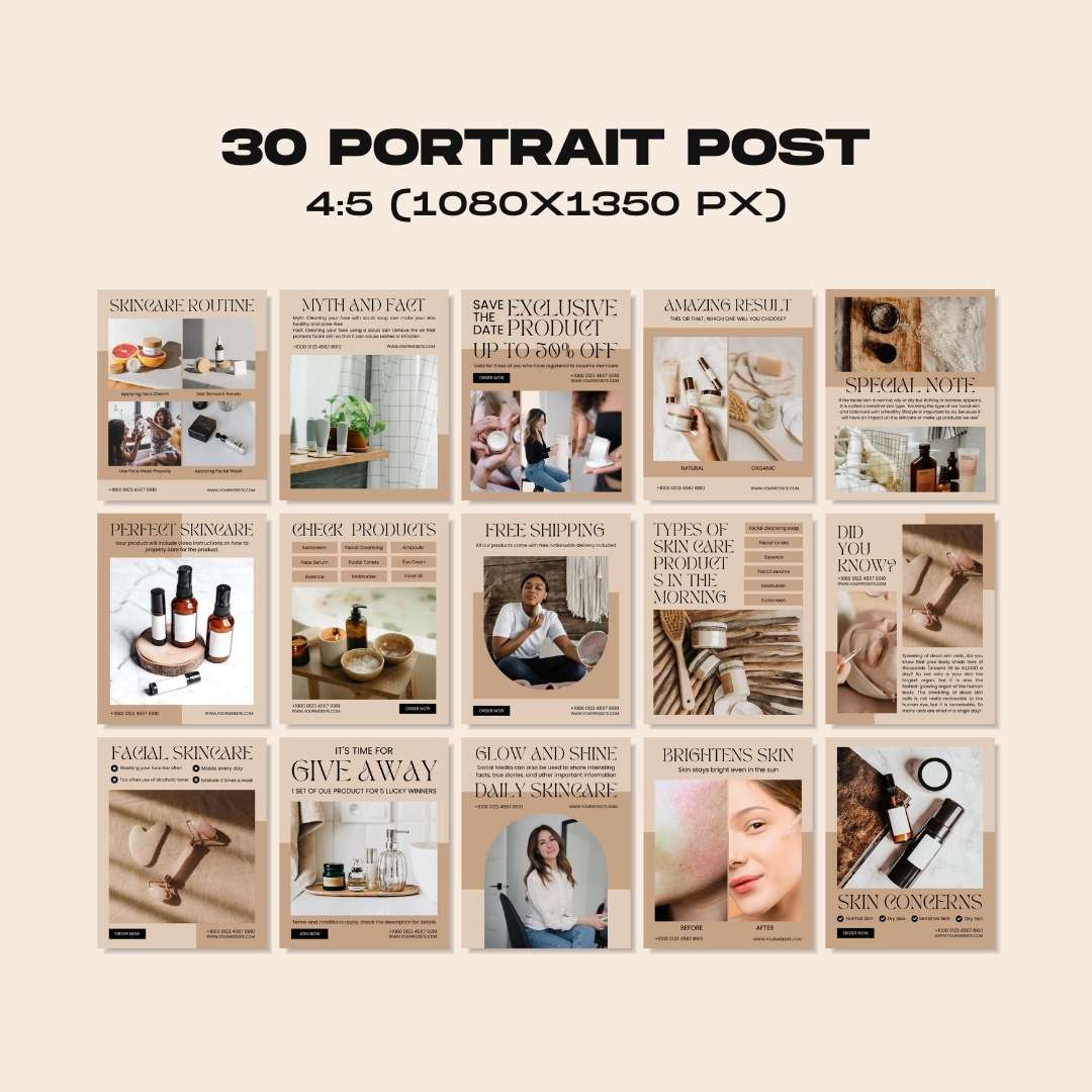 120 Skincare Brown Instagram Post – Social Media Canva Template