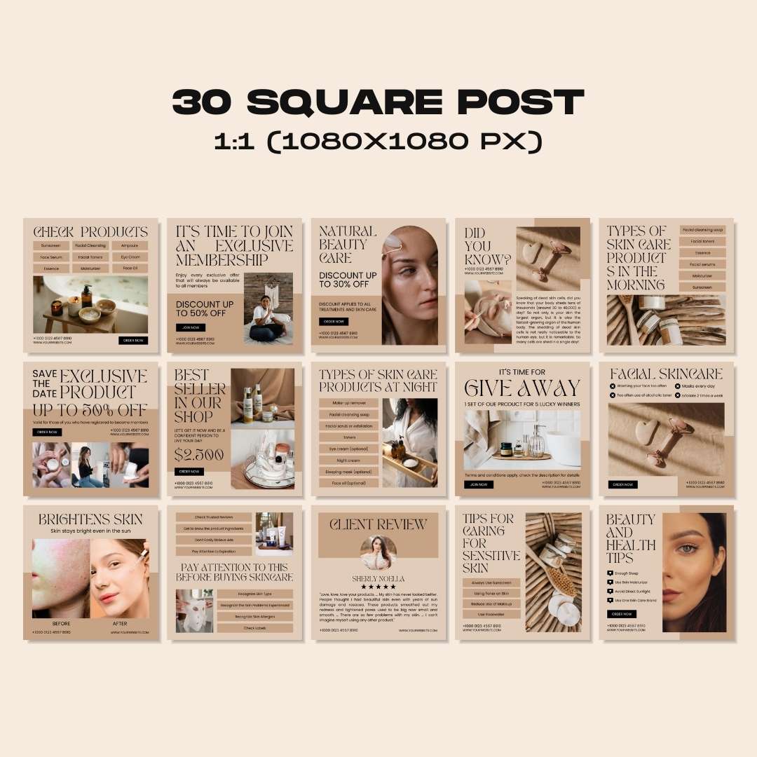 120 Skincare Brown Instagram Post – Social Media Canva Template