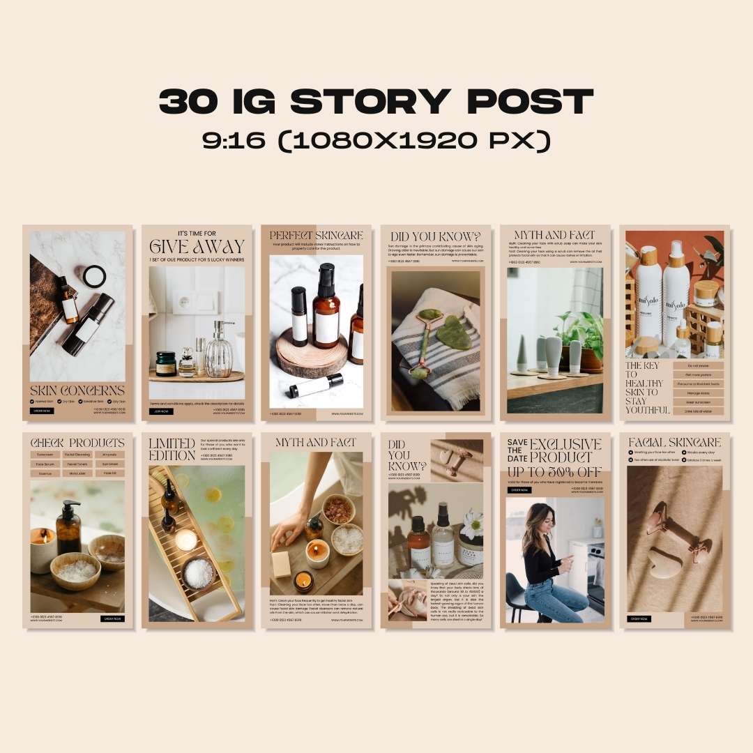 120 Skincare Brown Instagram Post – Social Media Canva Template