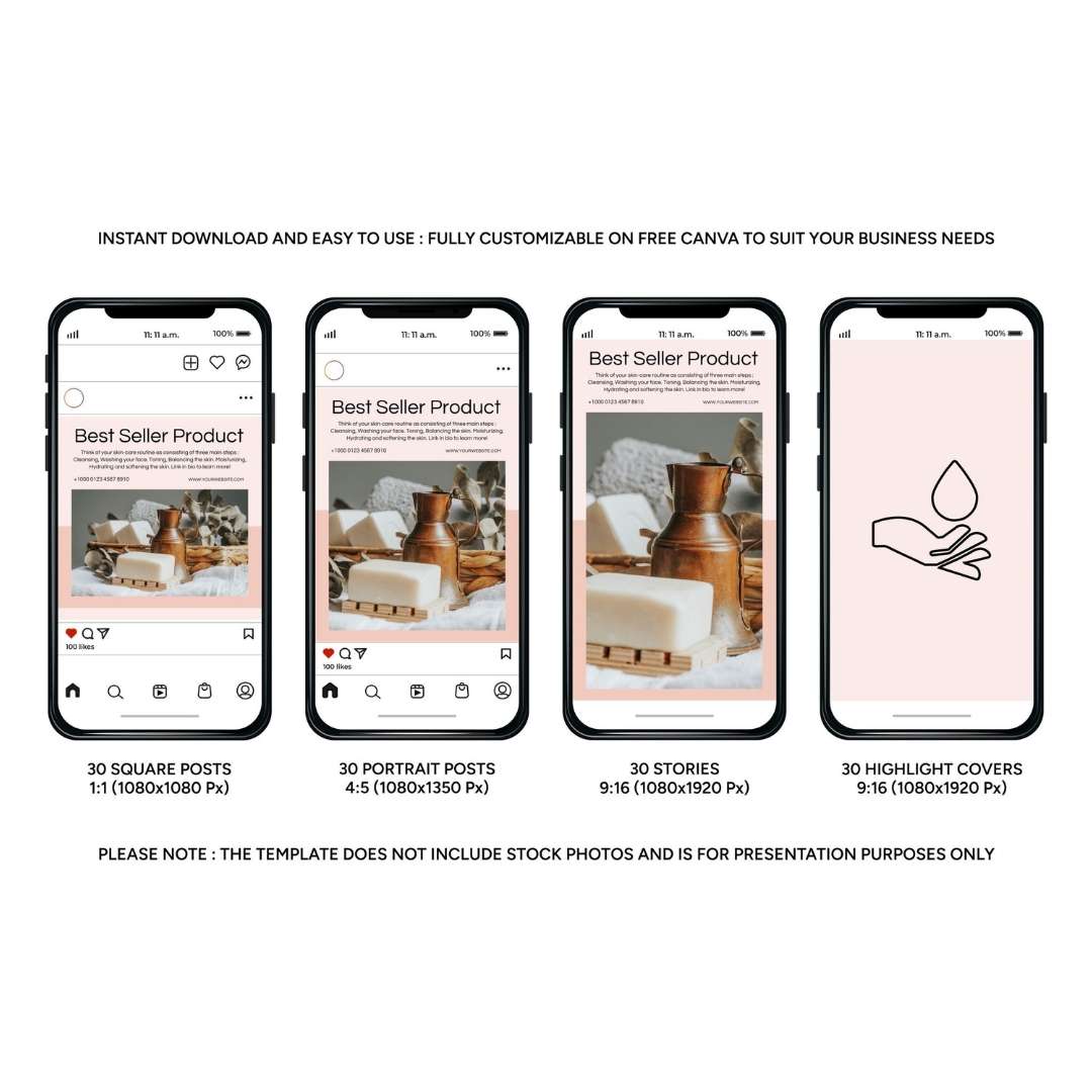 120 Skincare Pink Instagram Post – Social Media Canva Template