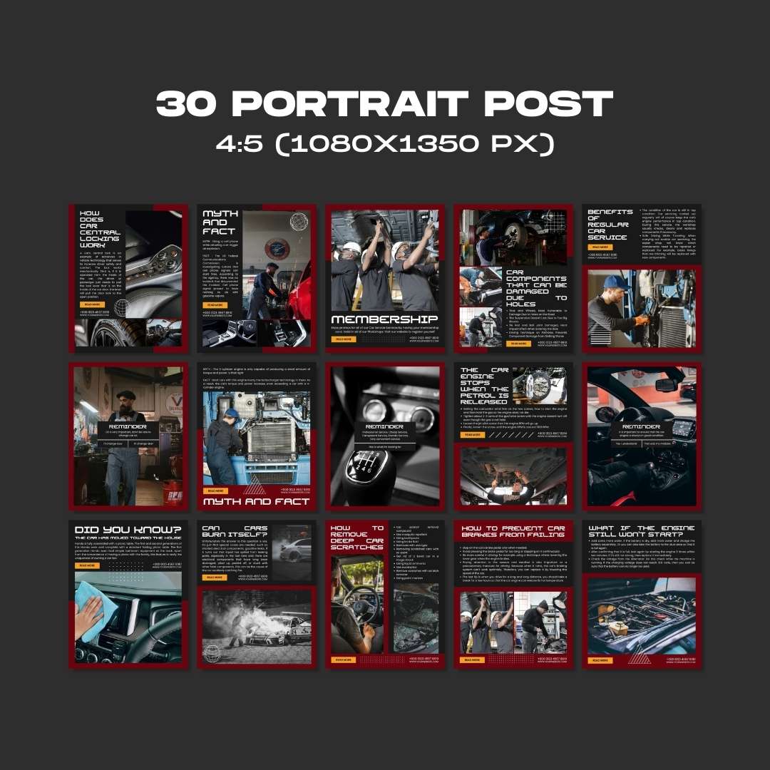 120 Mechanic Black Instagram Post - Social Media Canva Templates