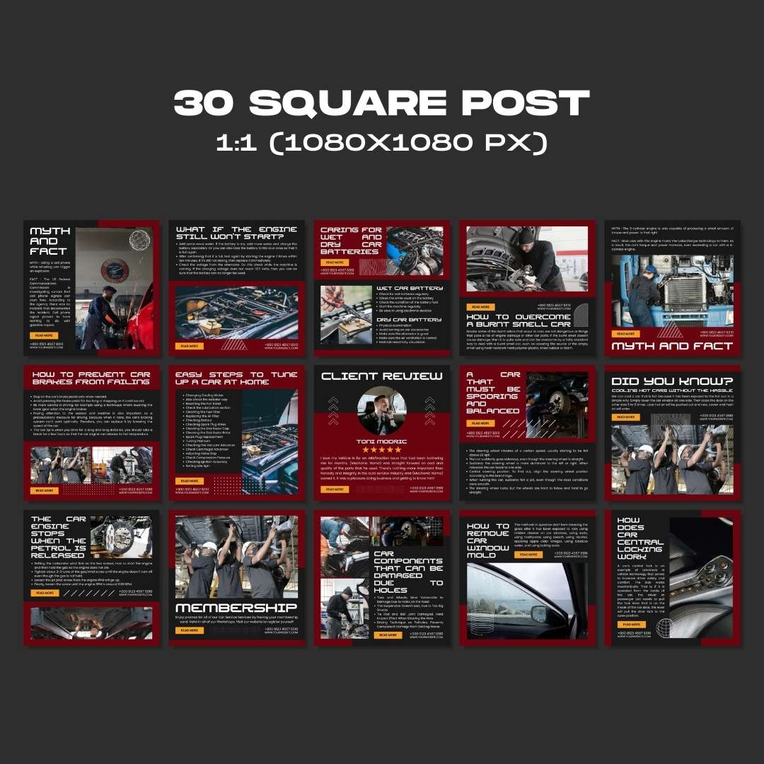 120 Mechanic Black Instagram Post - Social Media Canva Templates