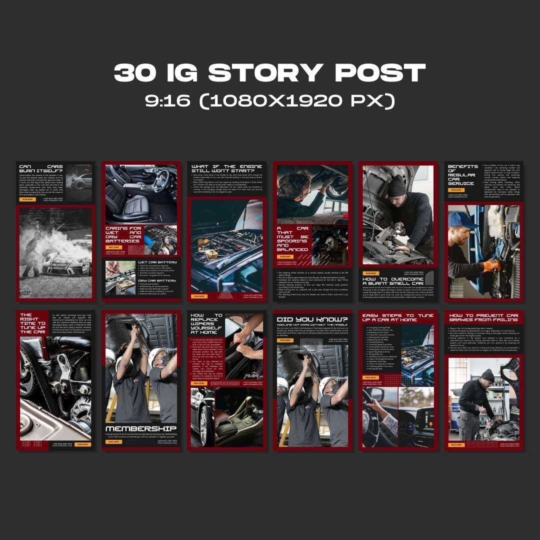 120 Mechanic Black Instagram Post - Social Media Canva Templates