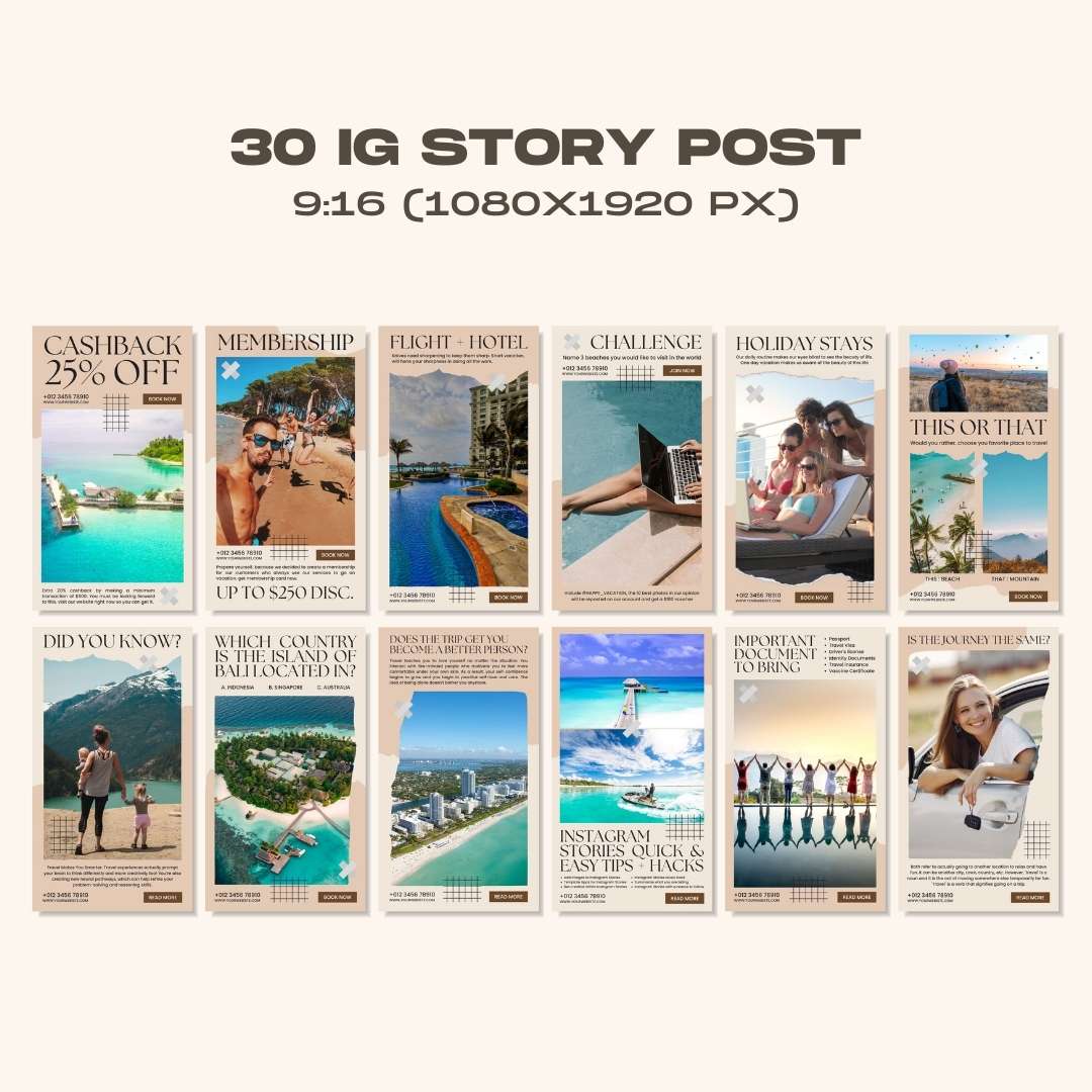 120 Travel Agency Instagram Post – Social Media Canva Template