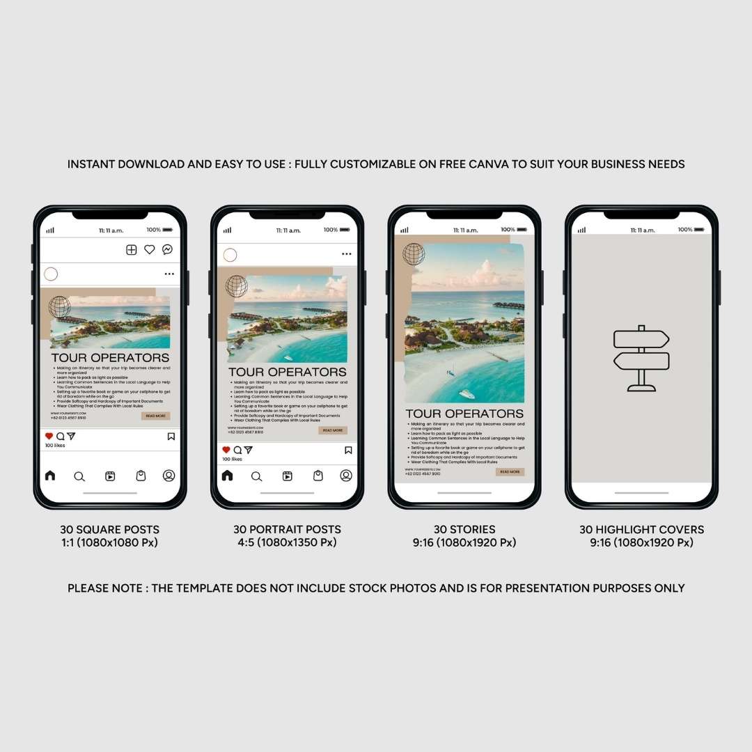120 Tourism Agency Instagram Post – Social Media Canva Template