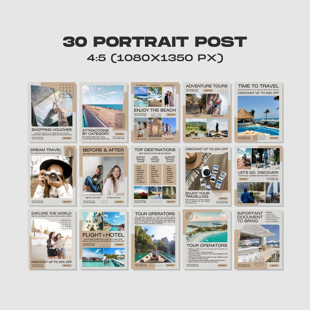 120 Tourism Agency Instagram Post – Social Media Canva Template