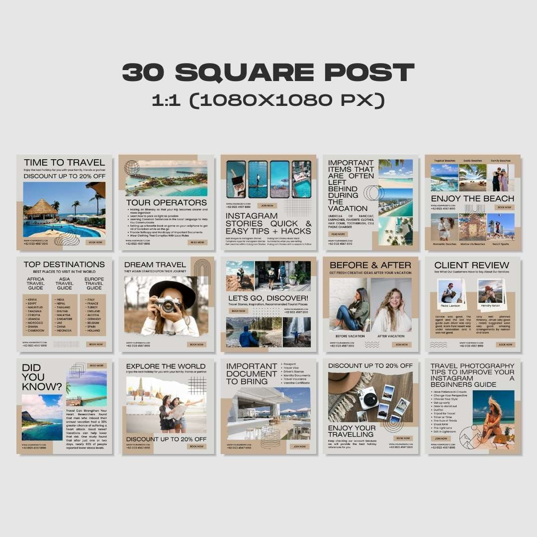 120 Tourism Agency Instagram Post – Social Media Canva Template