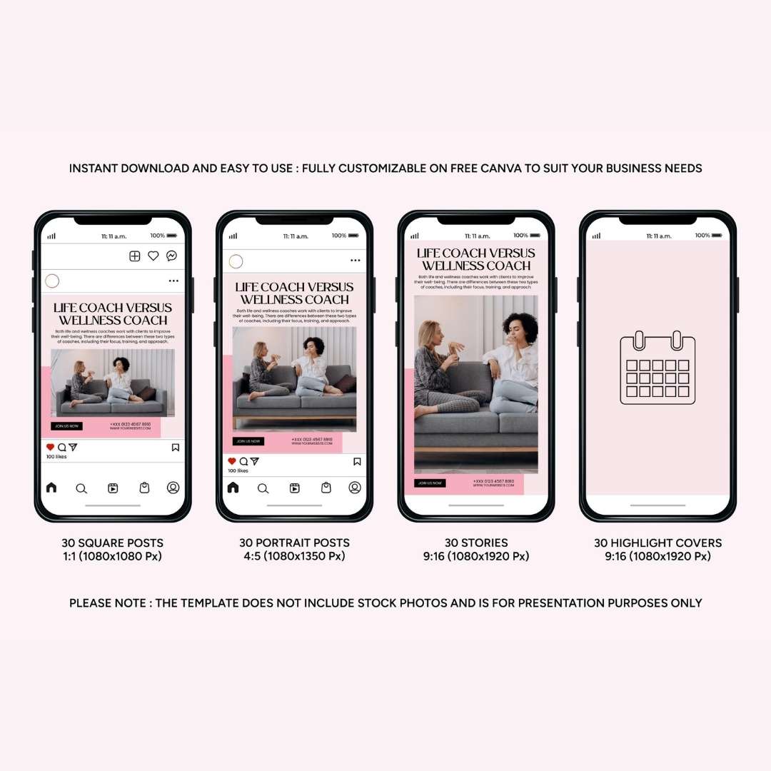 120 Wellness Pink Instagram Post – Social Media Canva Template