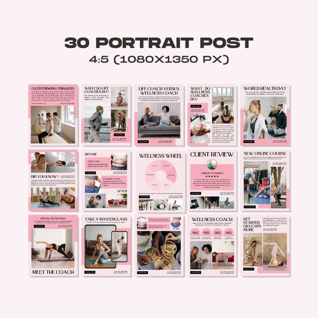 120 Wellness Pink Instagram Post – Social Media Canva Template