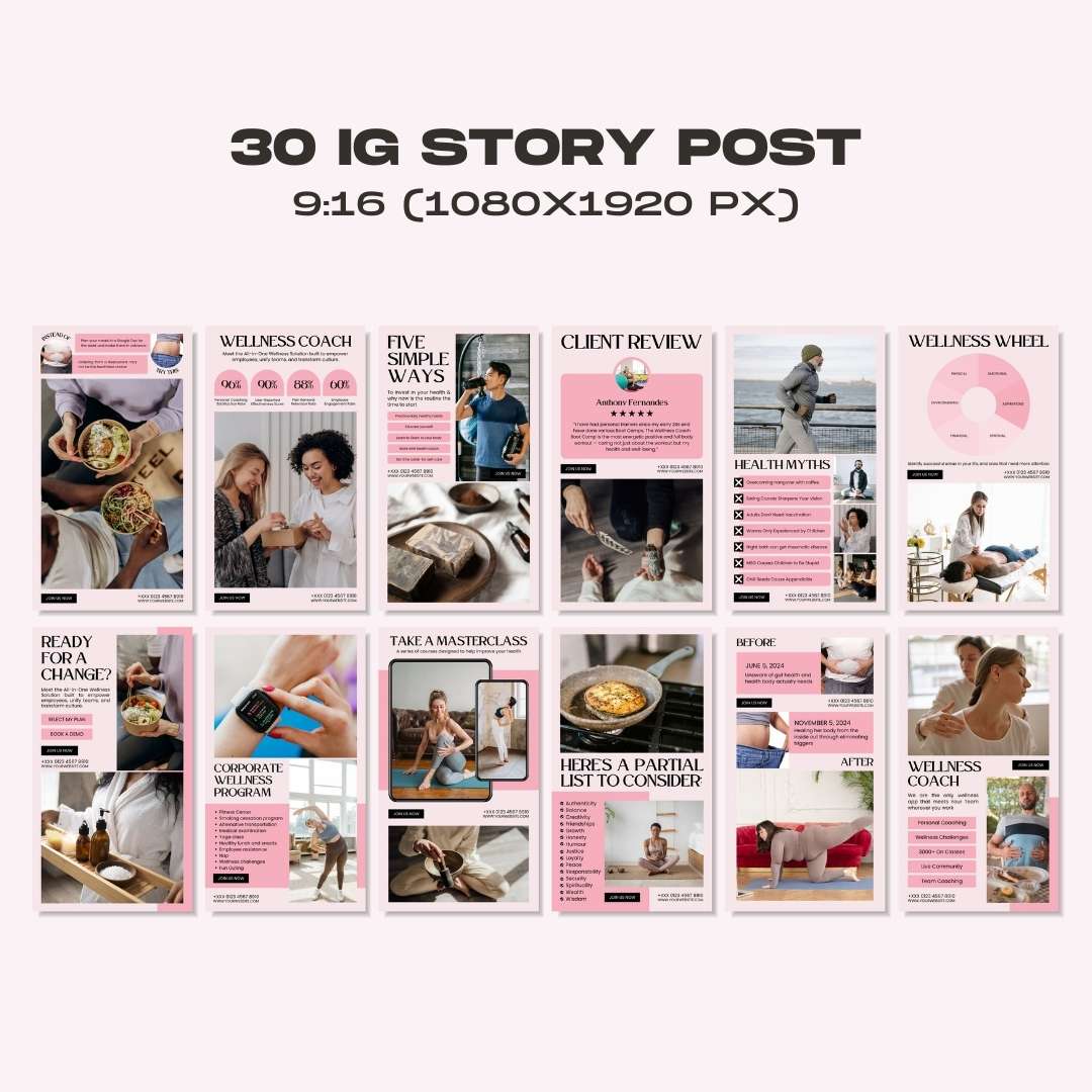 120 Wellness Pink Instagram Post – Social Media Canva Template