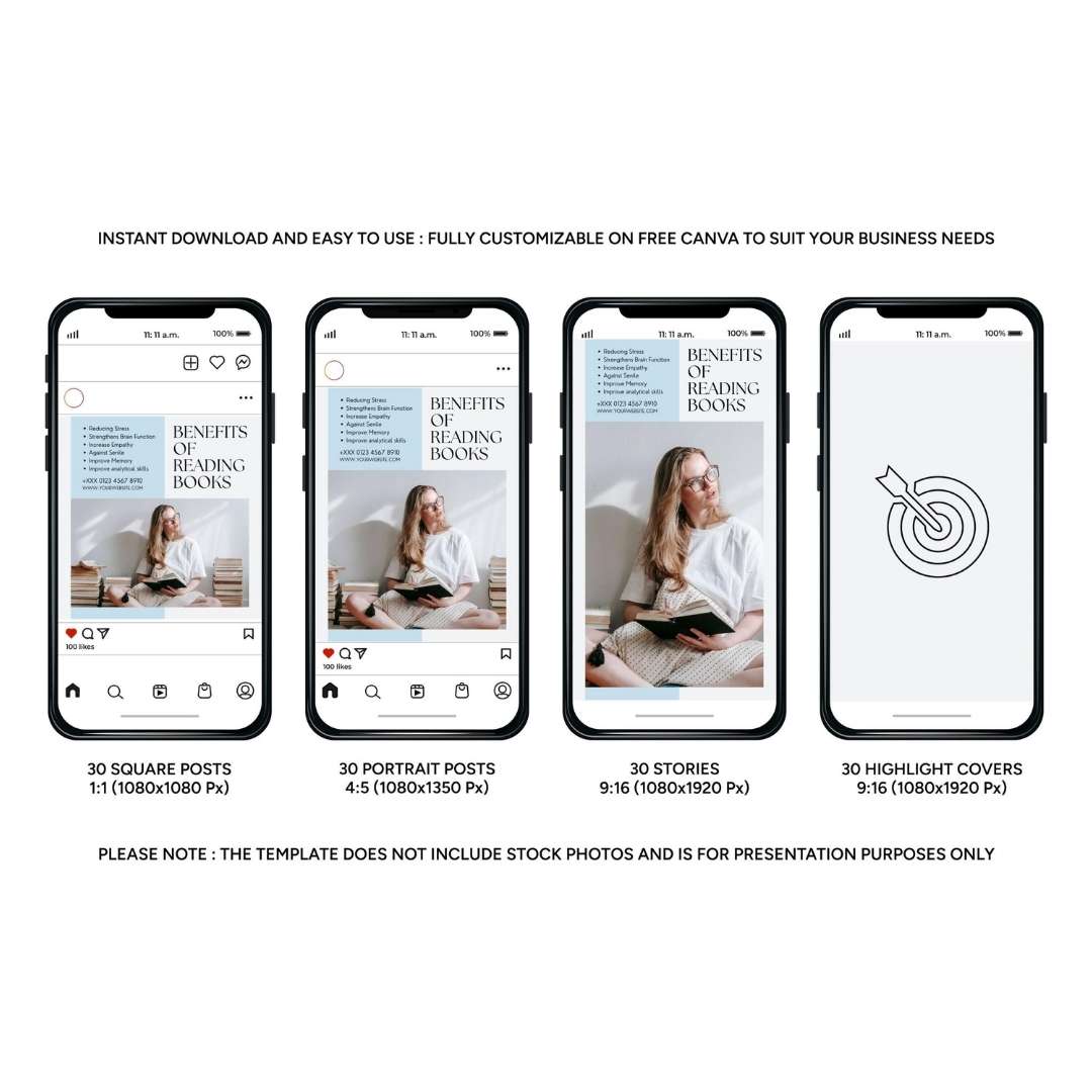 120 Wellness Blue Instagram Post – Social Media Canva Template